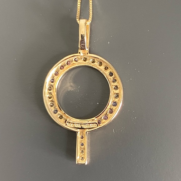 Spectacular 14kt Yellow Gold Multicolored Sapphire Pendant - Picture 10 of 10